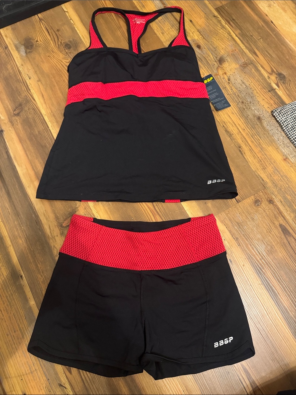 Besp Black & Red Active Shorts - Mesh Waistband